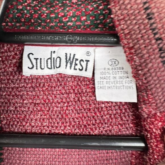 Vintage Studio West Boho Red Black Woven Colorful Tapestry Jacket Womens 3X - Picture 4 of 11